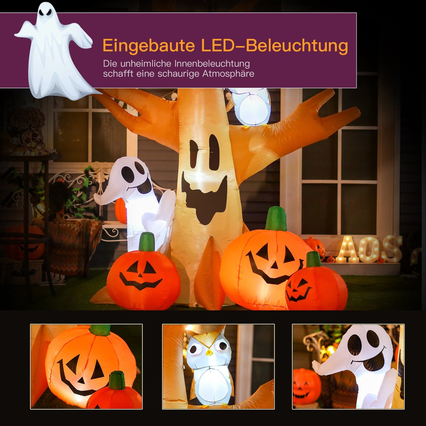 Halloween Inflatable Ghost Light Up - 120/240 cm Decoration