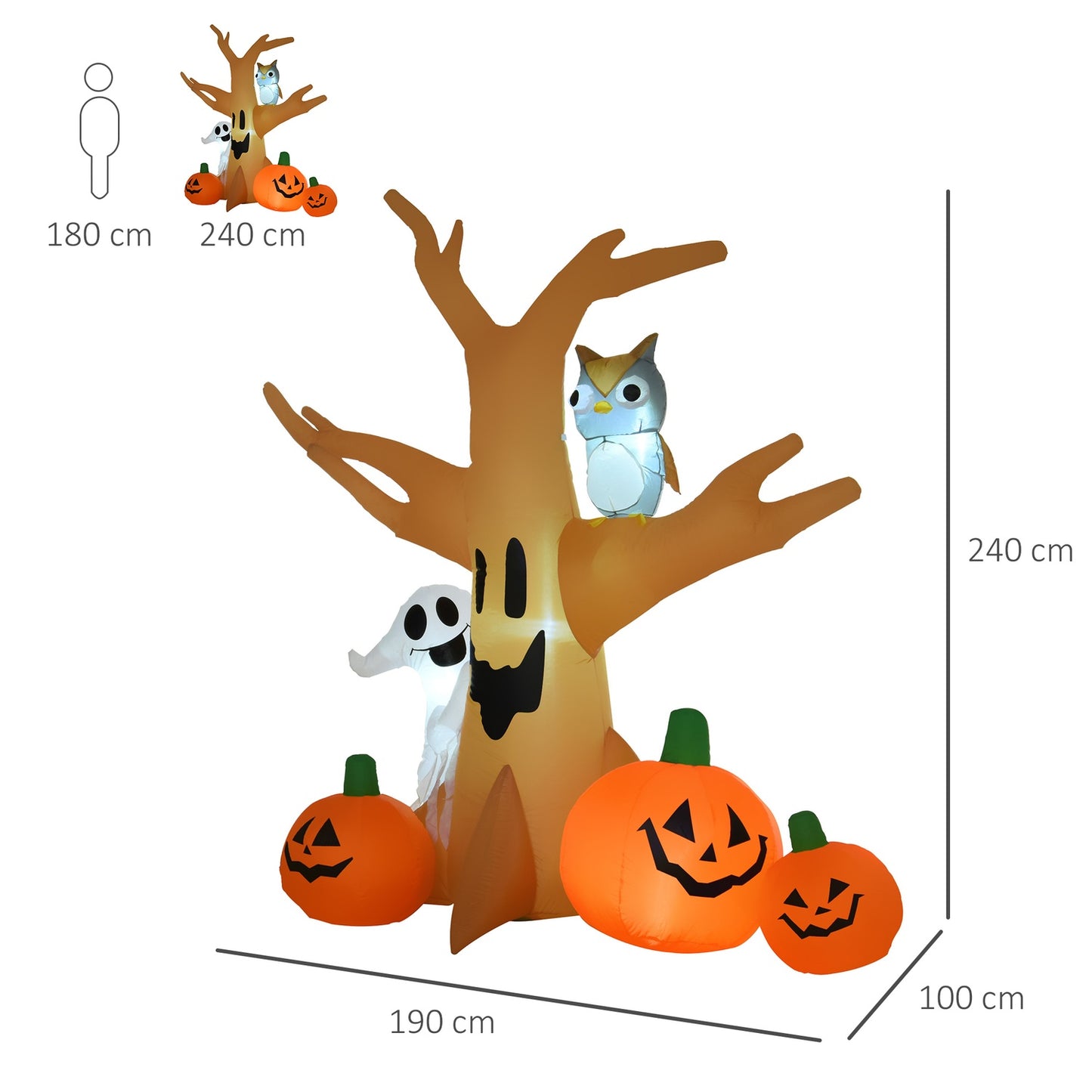 Halloween Inflatable Ghost Light Up - 120/240 cm Decoration