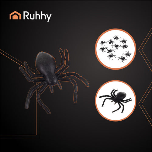 Halloween Plastic Spiders, 10 Pcs, 3x3 cm, Black
