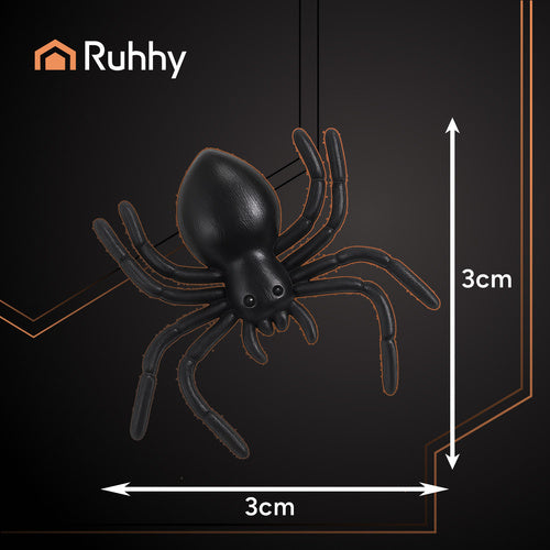 Halloween Plastic Spiders, 10 Pcs, 3x3 cm, Black