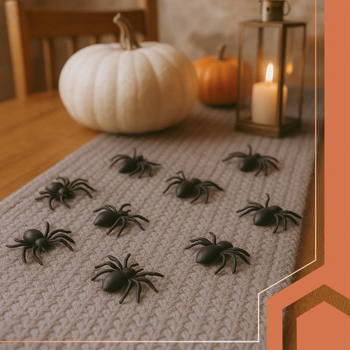 Halloween Plastic Spiders, 10 Pcs, 3x3 cm, Black