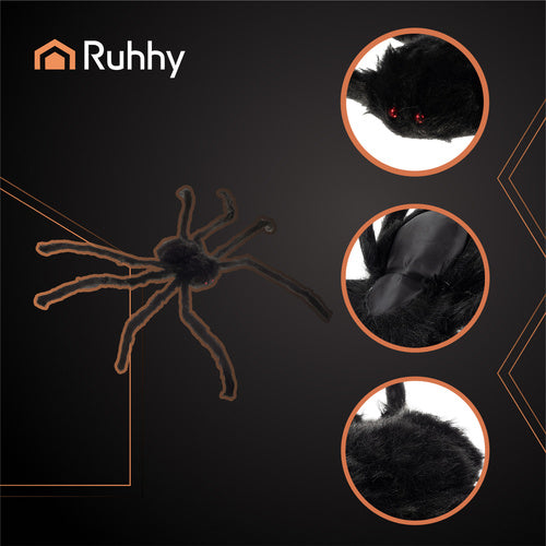 Halloween Spider Decoration, 50cm, Black, Flexible Legs