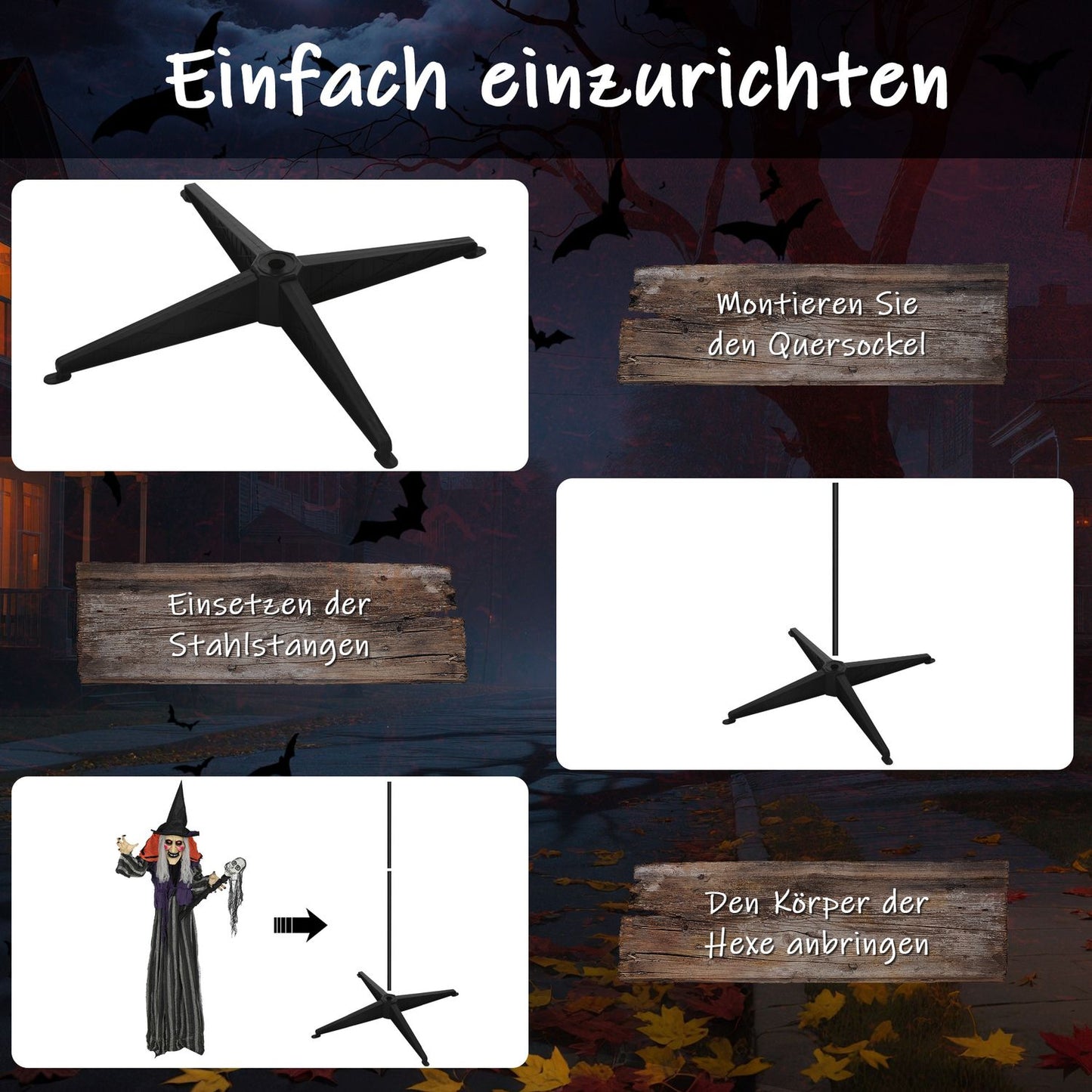 Halloween Witch Decoration, 160 cm, LED Lights, Sound