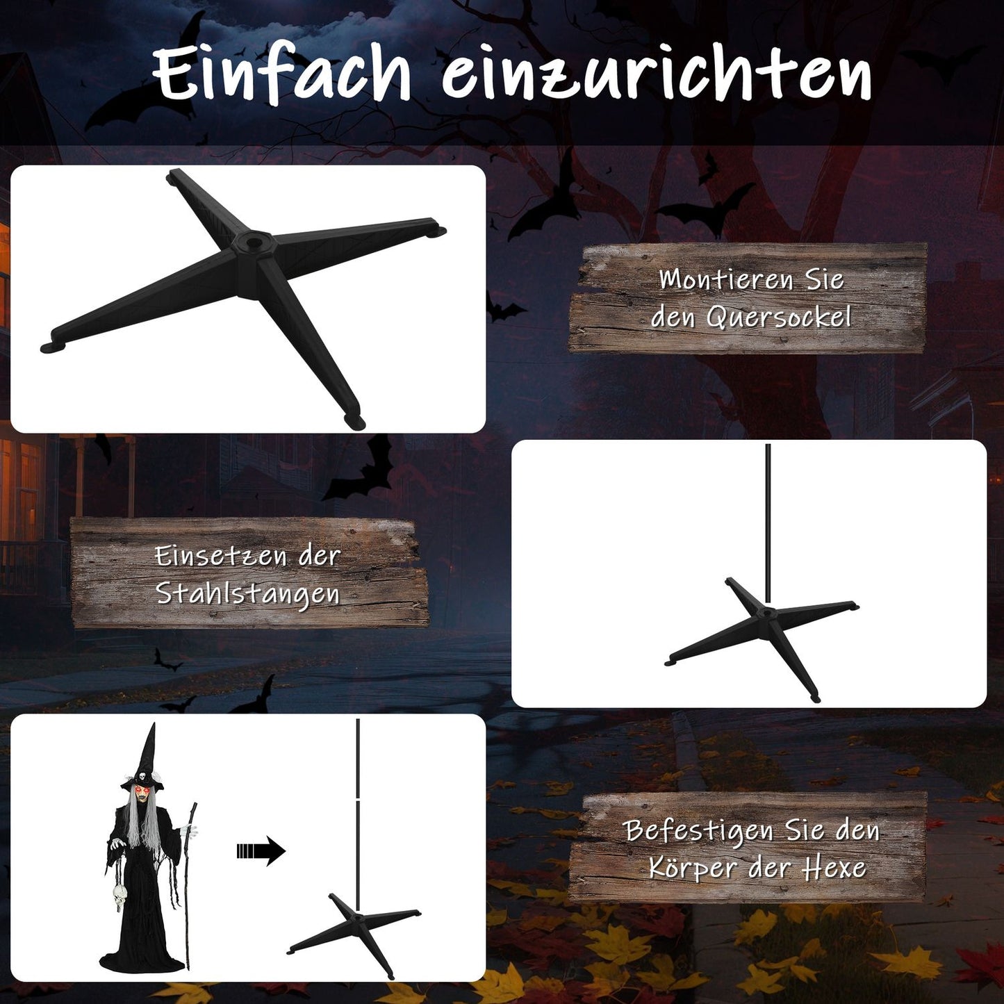 Halloween Witch Decoration, 170 cm, LED Lights, Sound