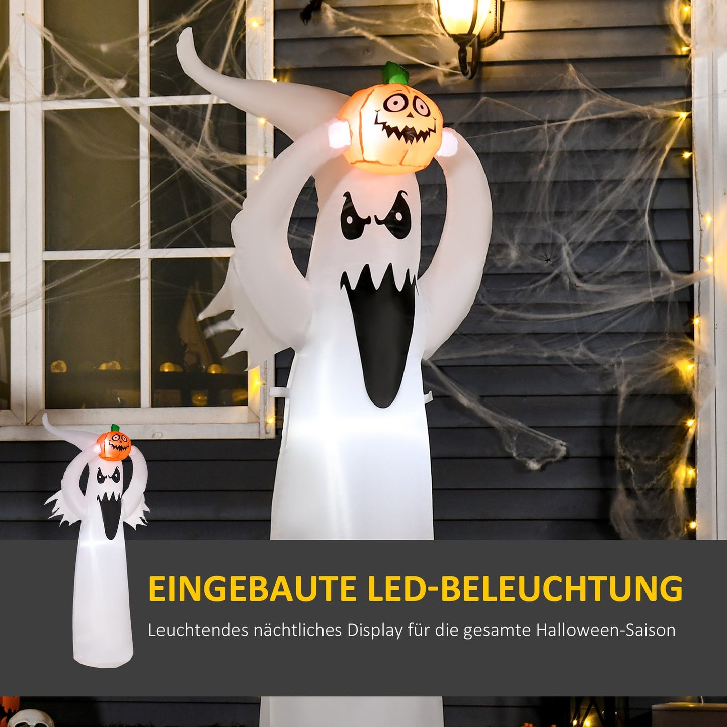 Halloween LED Inflatable Ghost Decoration, 1.8 m polyester