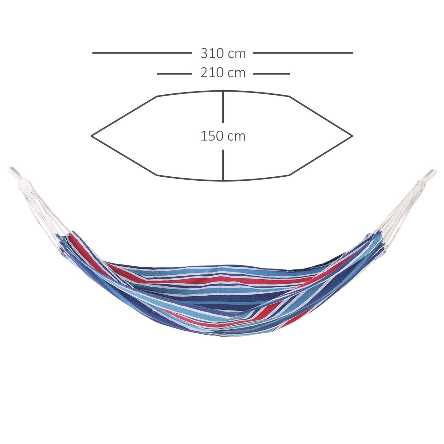 Cotton outdoor hammock, 310 x 150 cm, 180 kg Capacity
