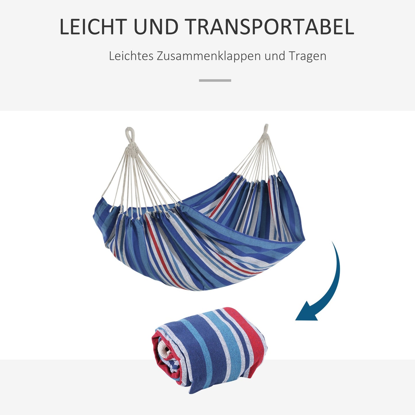 Cotton outdoor hammock, 310 x 150 cm, 180 kg Capacity