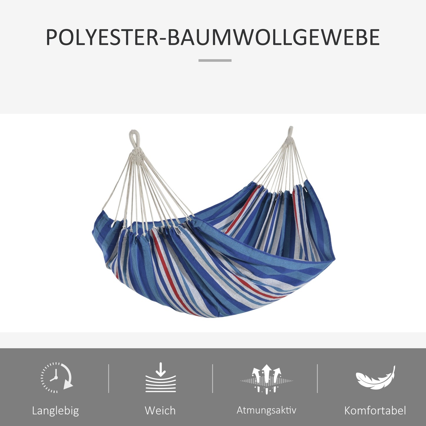 Cotton outdoor hammock, 310 x 150 cm, 180 kg Capacity