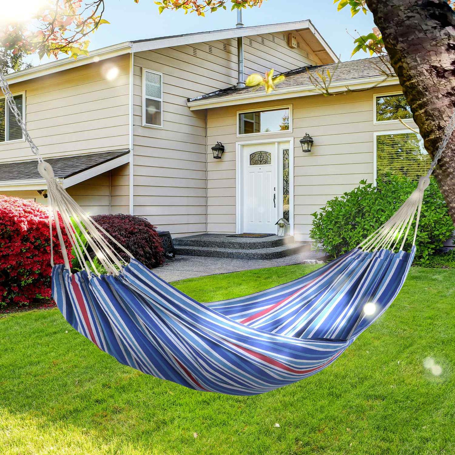 Cotton outdoor hammock, 310 x 150 cm, 180 kg Capacity