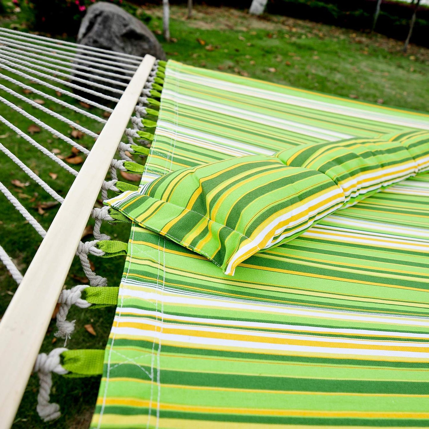 Hammock for 2 with pillow, camping, 188x140 cm, green