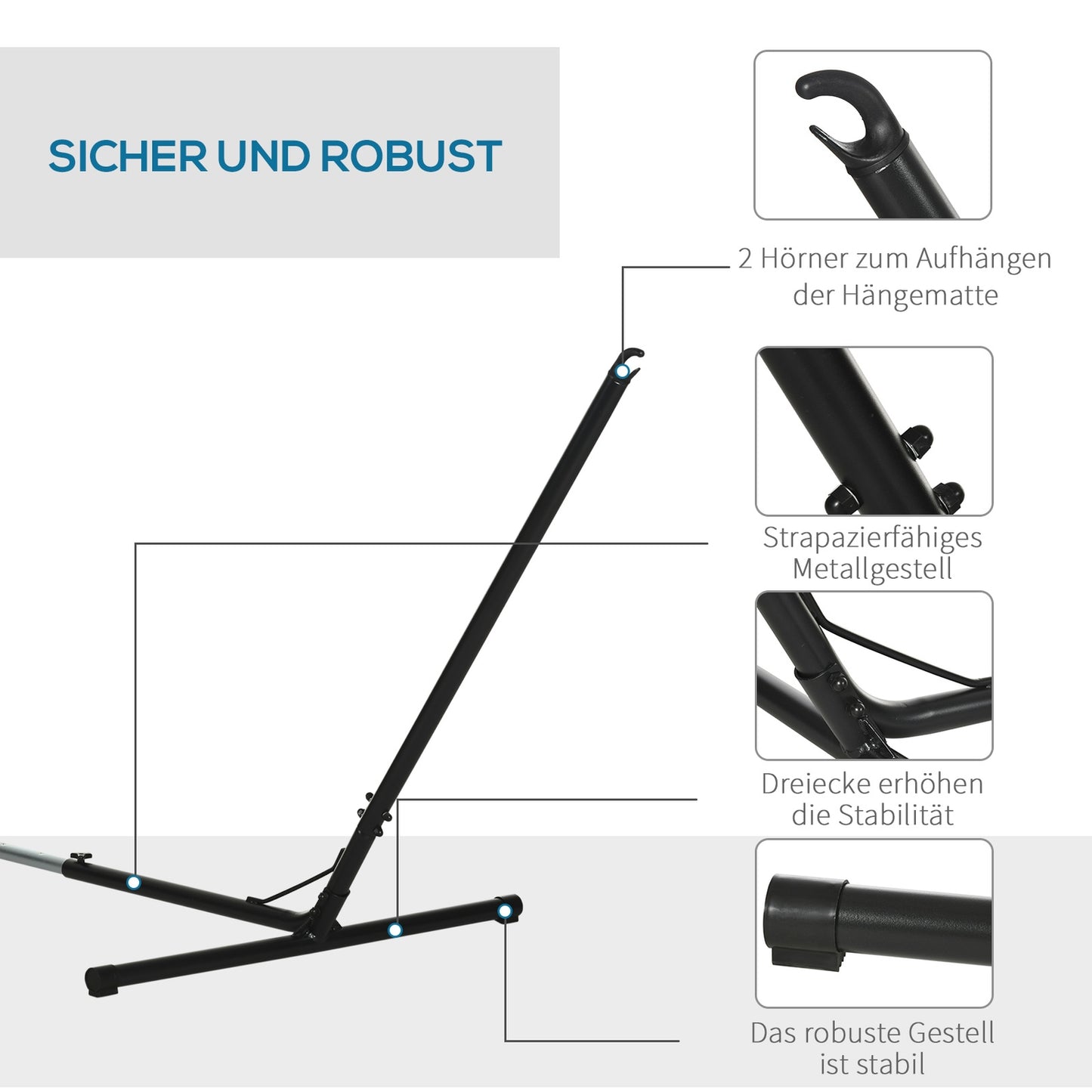 Adjustable metal hammock for garden and beach, capacity 120 kg