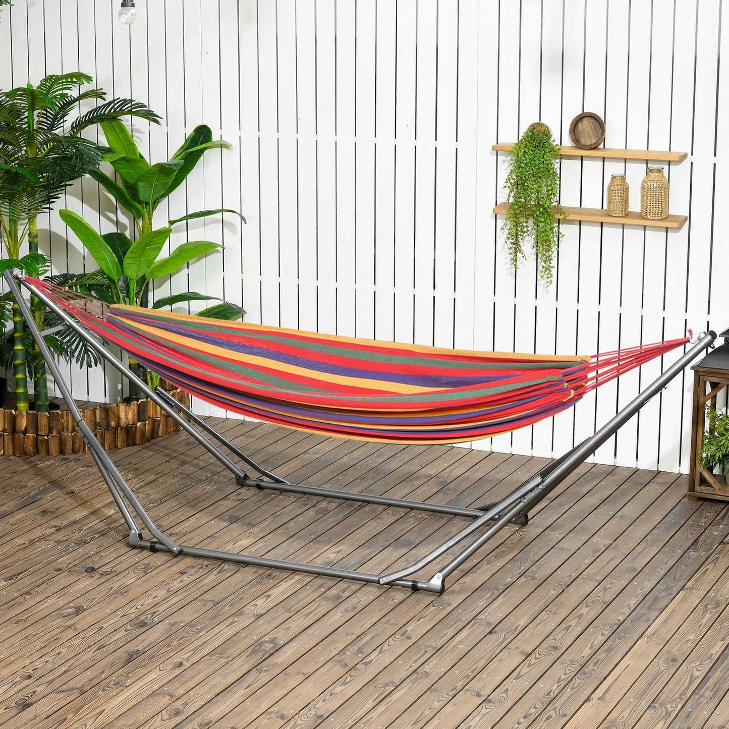 Foldable 2-in-1 hammock frame with clothes hanger, 120 kg capacity