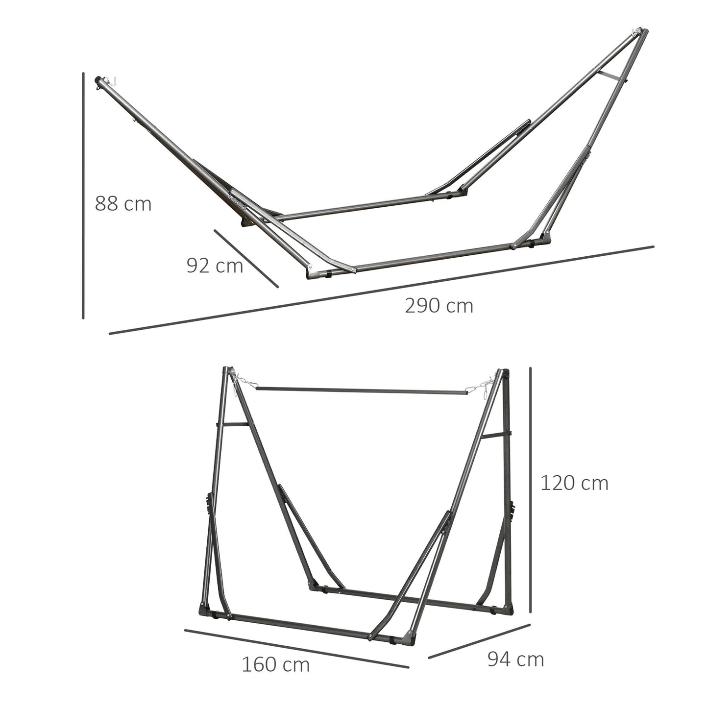 Foldable 2-in-1 hammock frame with clothes hanger, 120 kg capacity