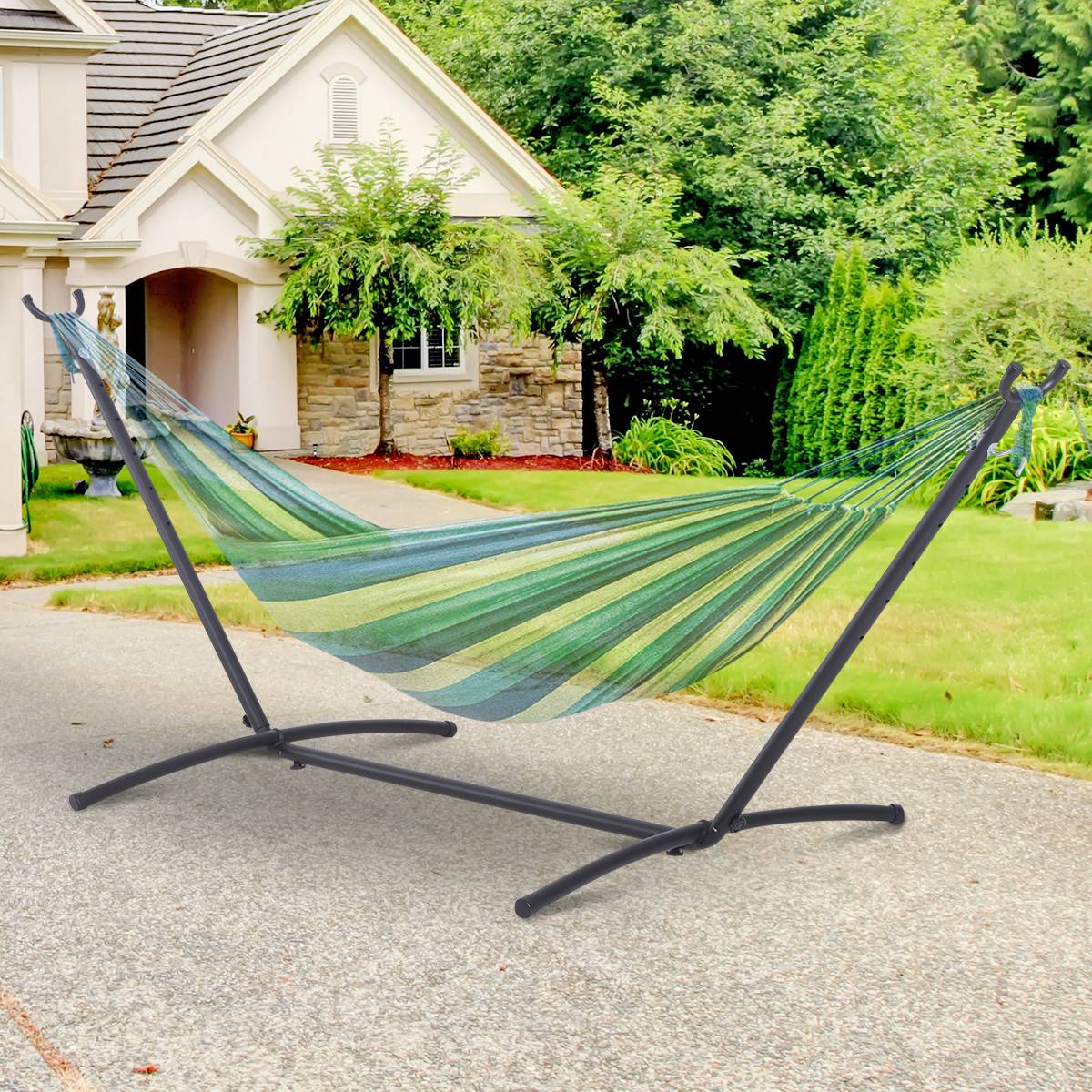 Metal hammock with hooks - 280 x 120 x 110 cm, 120 kg capacity