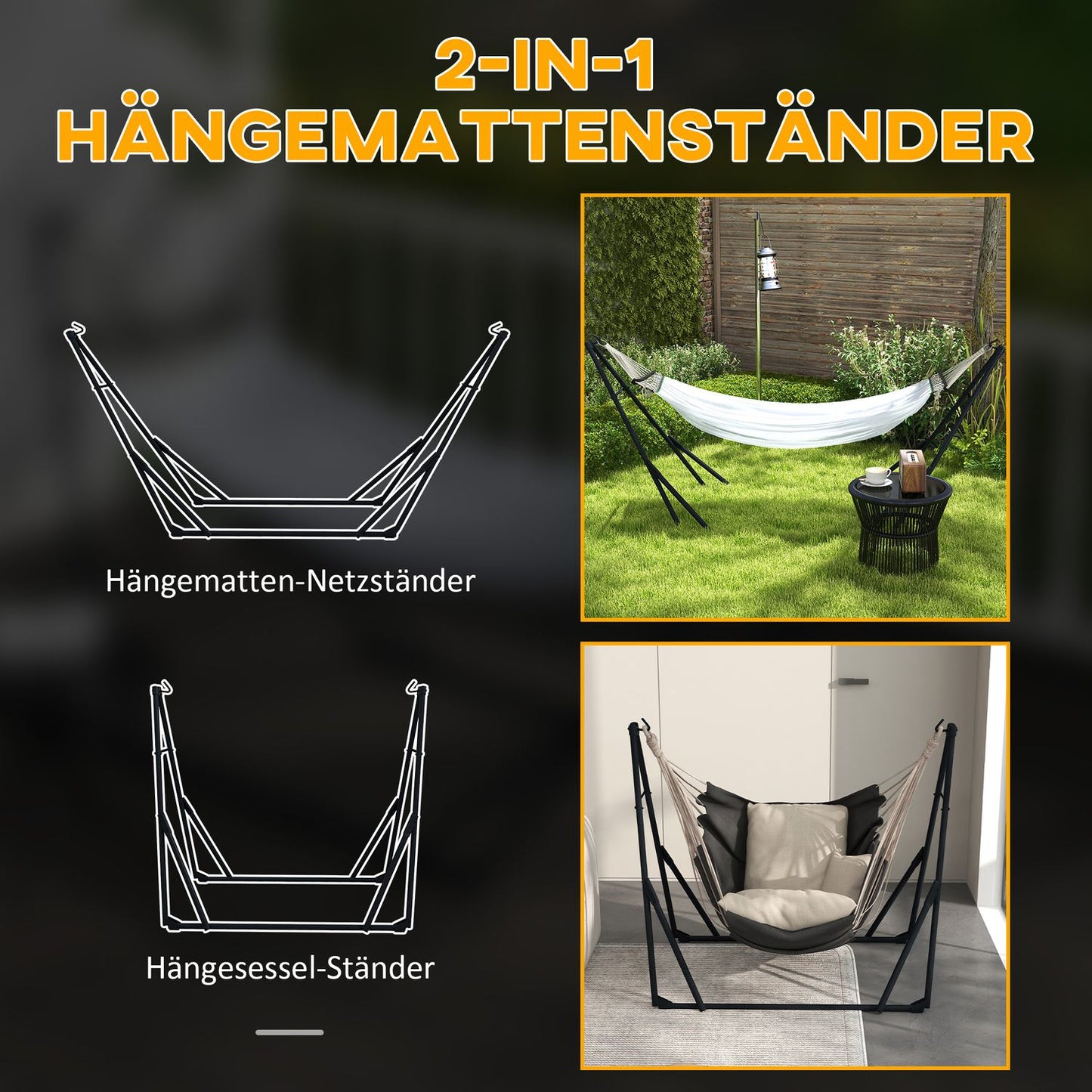 Steel hammocks with hammock, capacity 120 kg