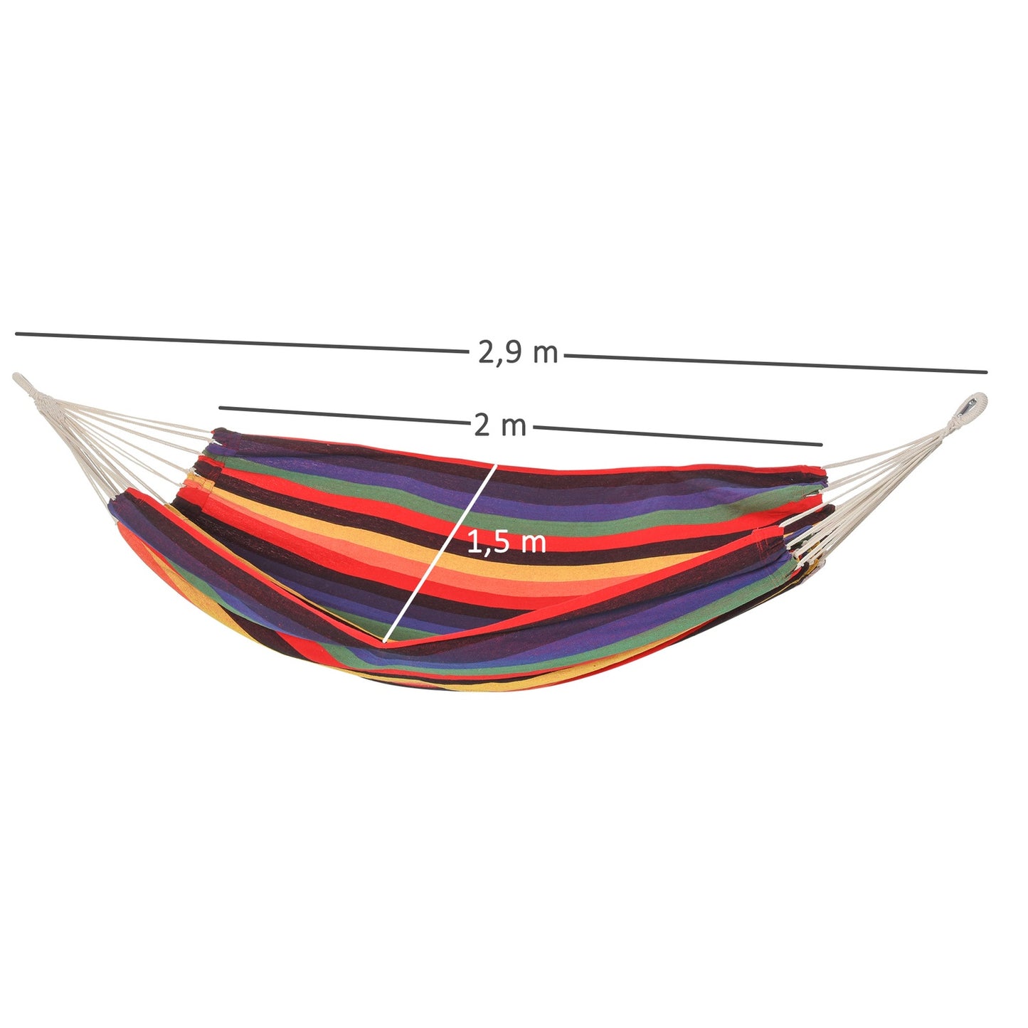 Cotton outdoor hammock with carrying bag, 150 kg, 290x150 cm