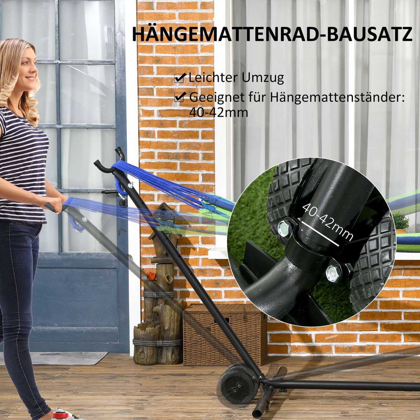 Wheel set for hammocks, Universal, Weatherproof, Black