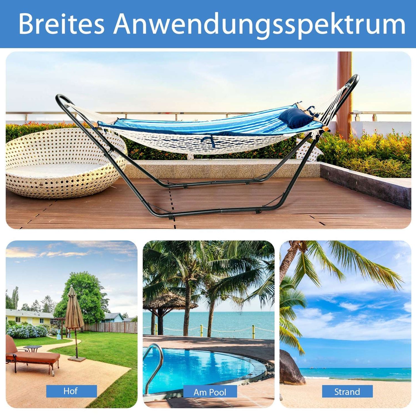 Hammock frame metal hammock stand hammock holder 150kg load capacity (frame only)