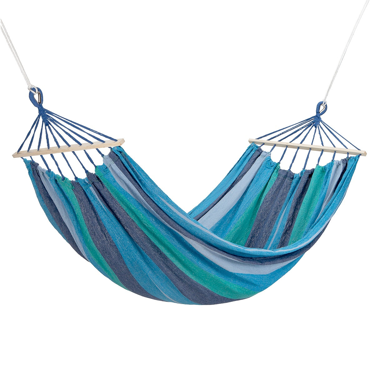 Hammock with 70cm Wooden Beam & Metal Holder, Blue