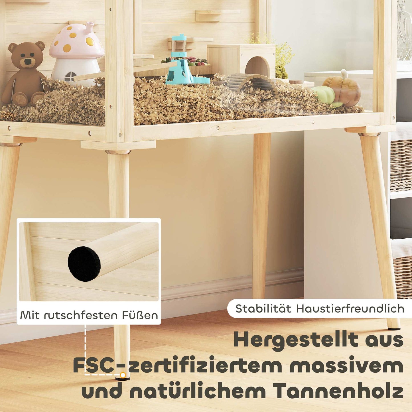 Hamster Cage with Accessories, 110x52x101 cm, Wood/Plastic