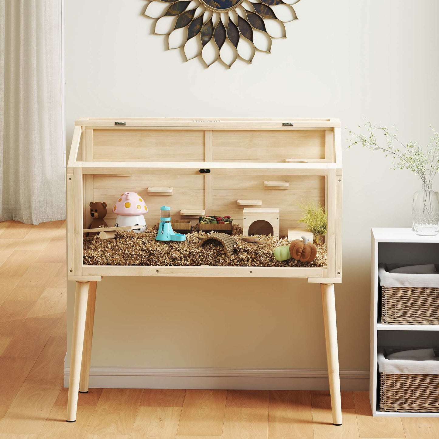 Hamster Cage with Accessories, 110x52x101 cm, Wood/Plastic