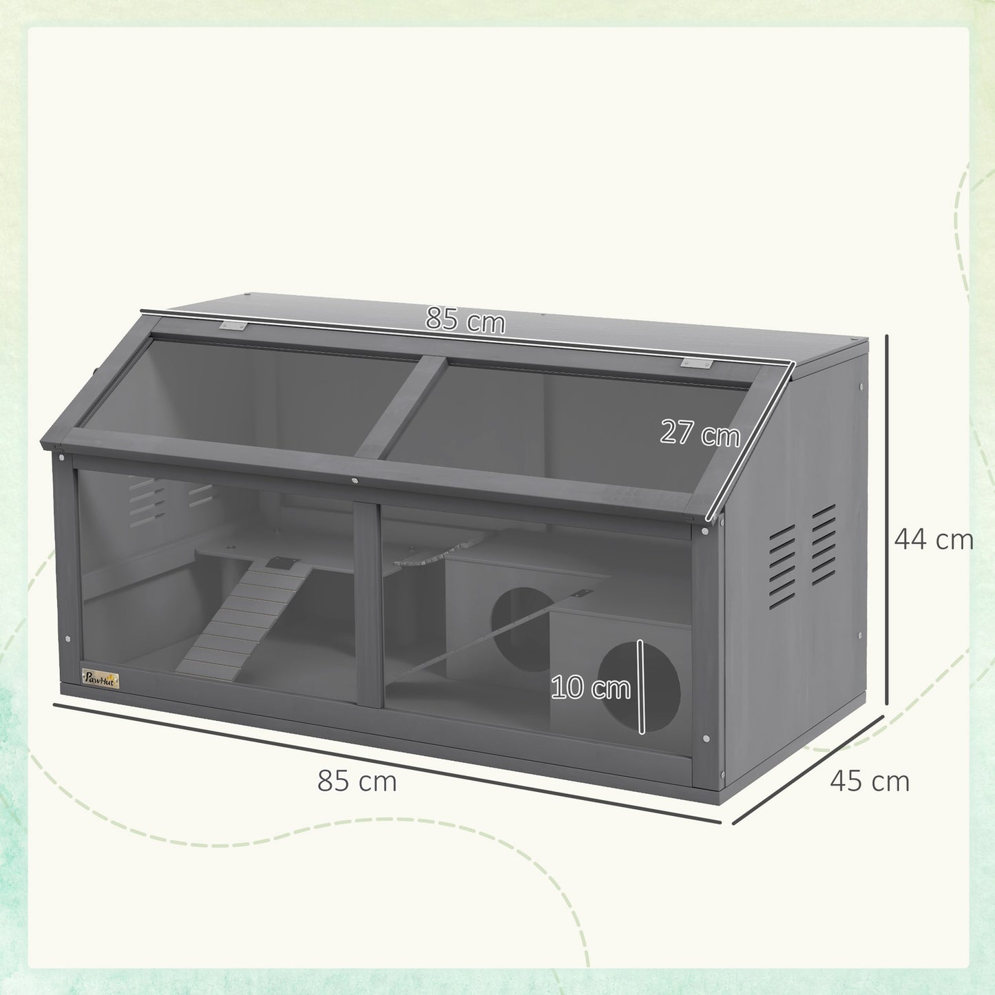 Hamster Cage with Bridge, Hut, and Platform, 85x45x44 cm