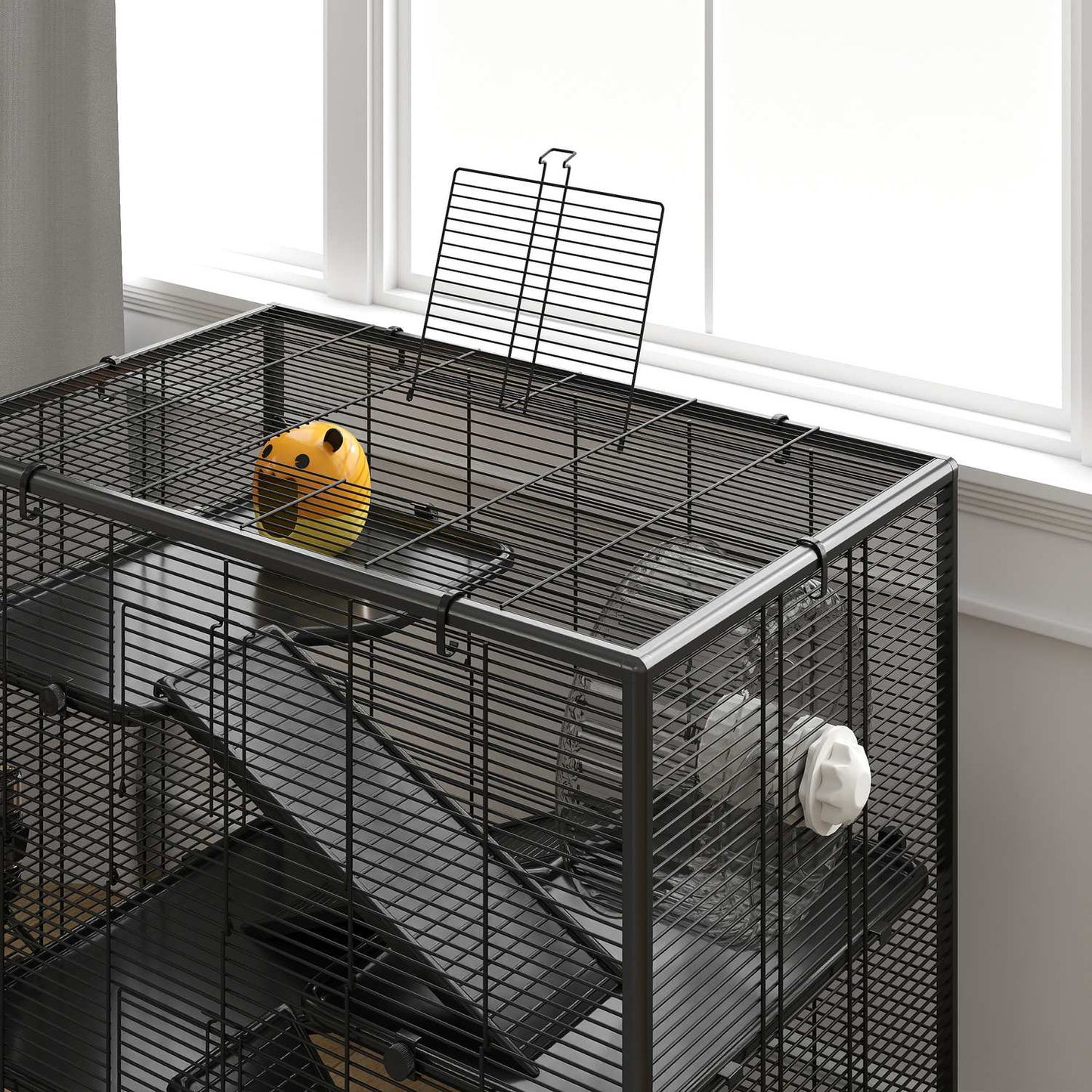 Dwarf hamster cage, 4-tier with accessories, glass base