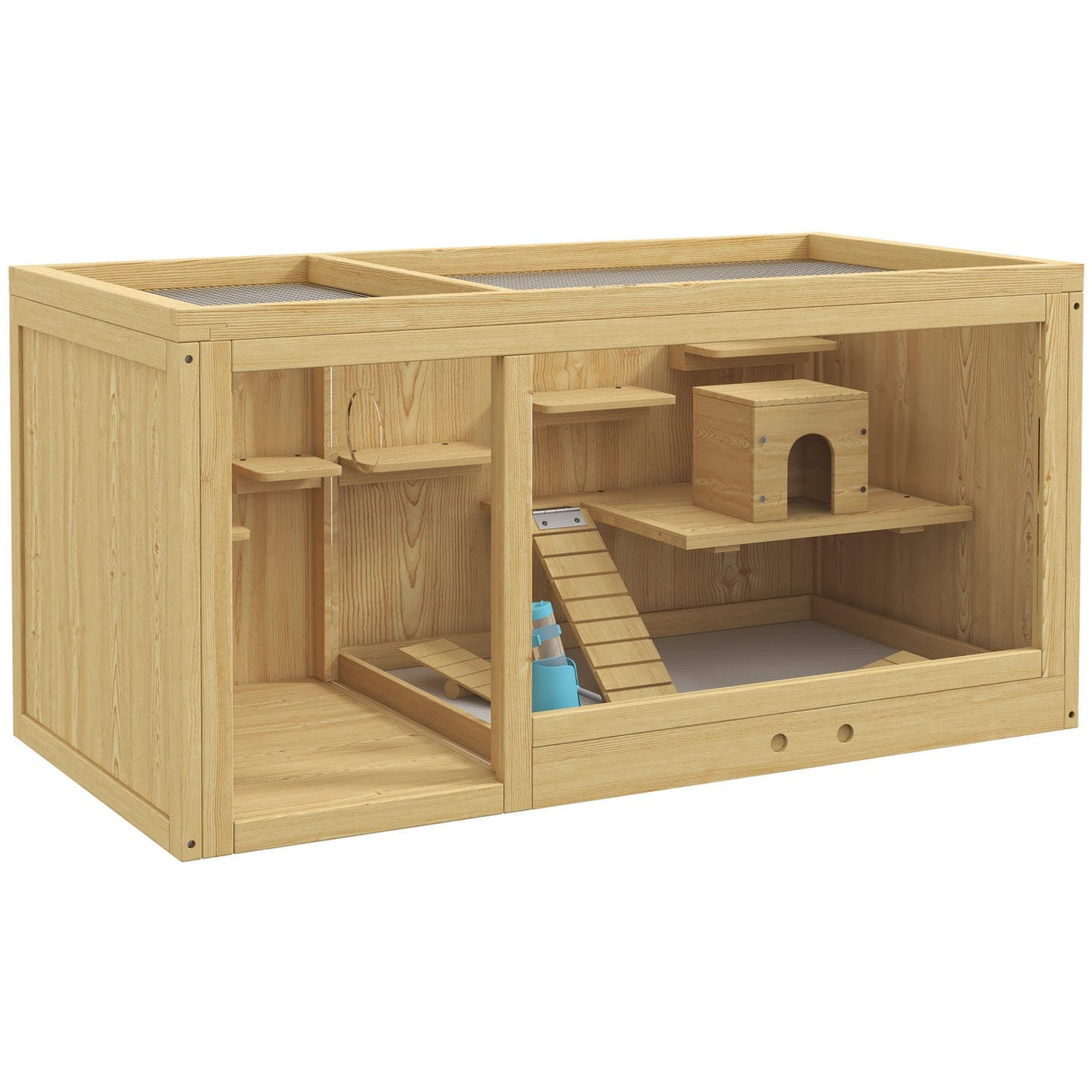 Wooden gerbil cage - 100 cm playhouse with swings and ladders
