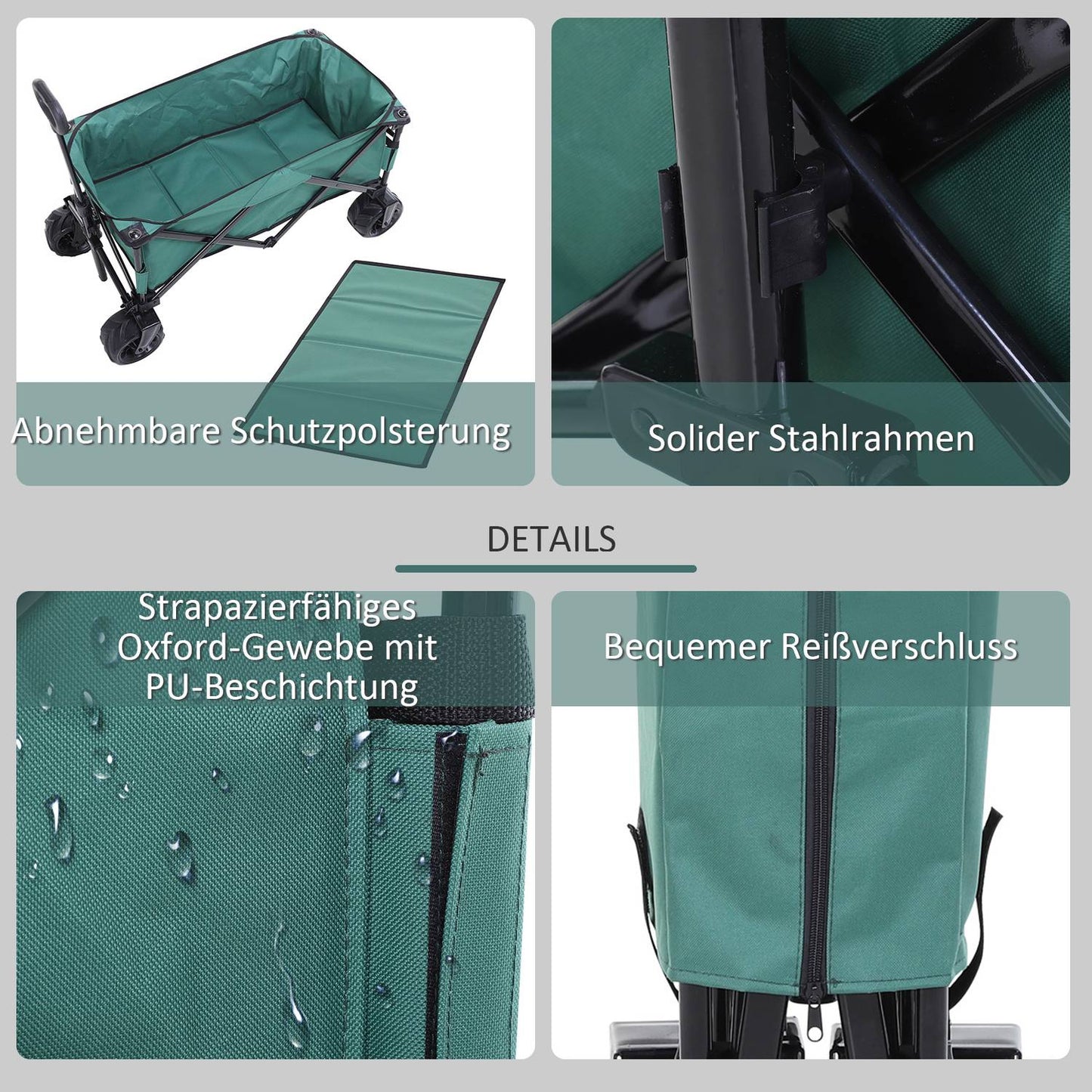 Folding metal garden cart - 360° telescopic handle, 20 kg capacity