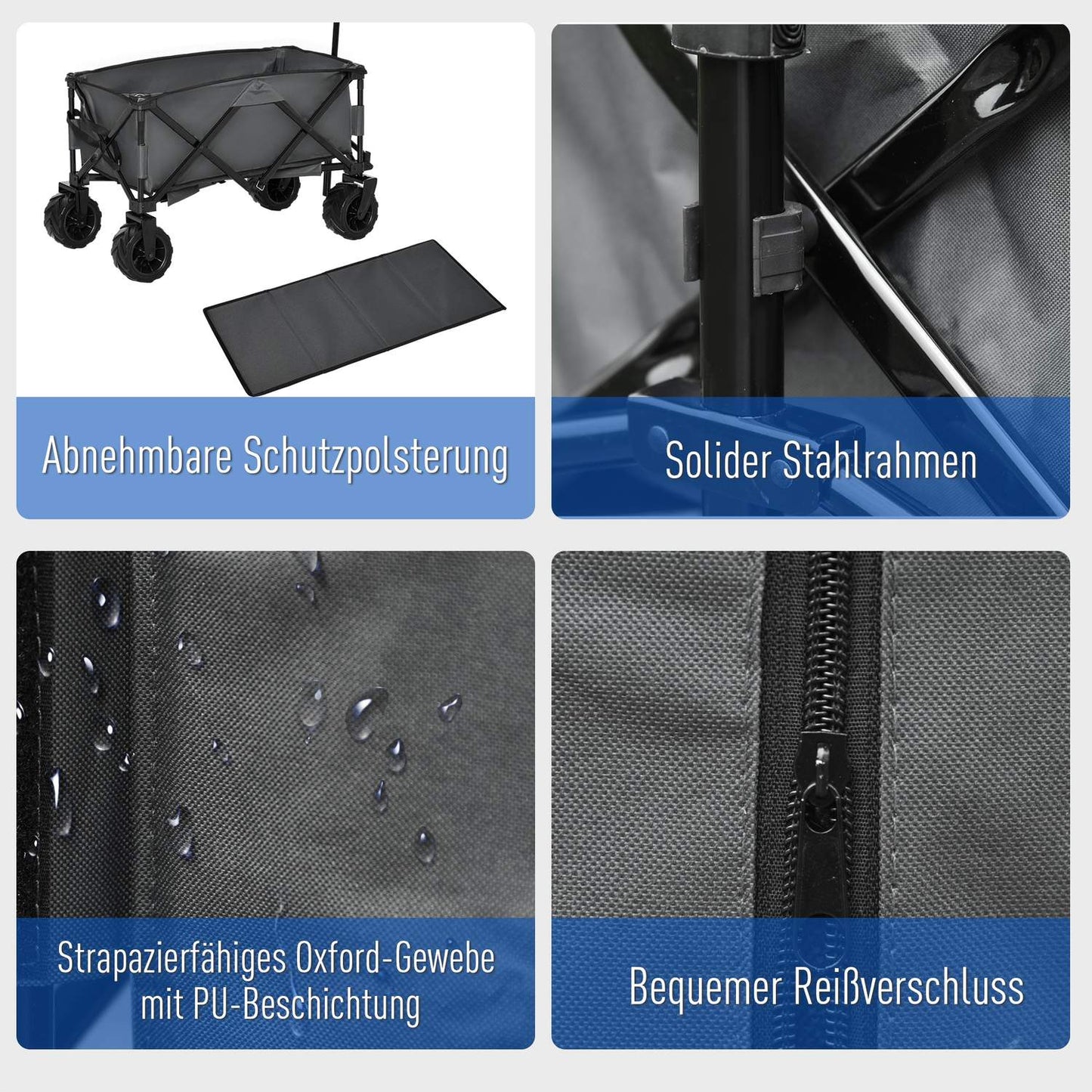 Collapsible garden cart with 360° swivel, 20 kg capacity
