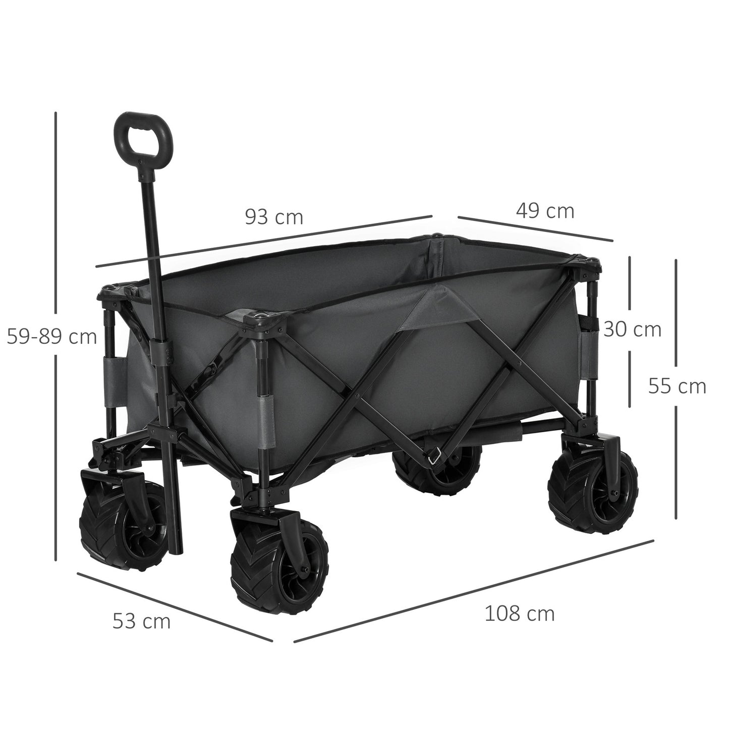 Collapsible garden cart with 360° swivel, 20 kg capacity