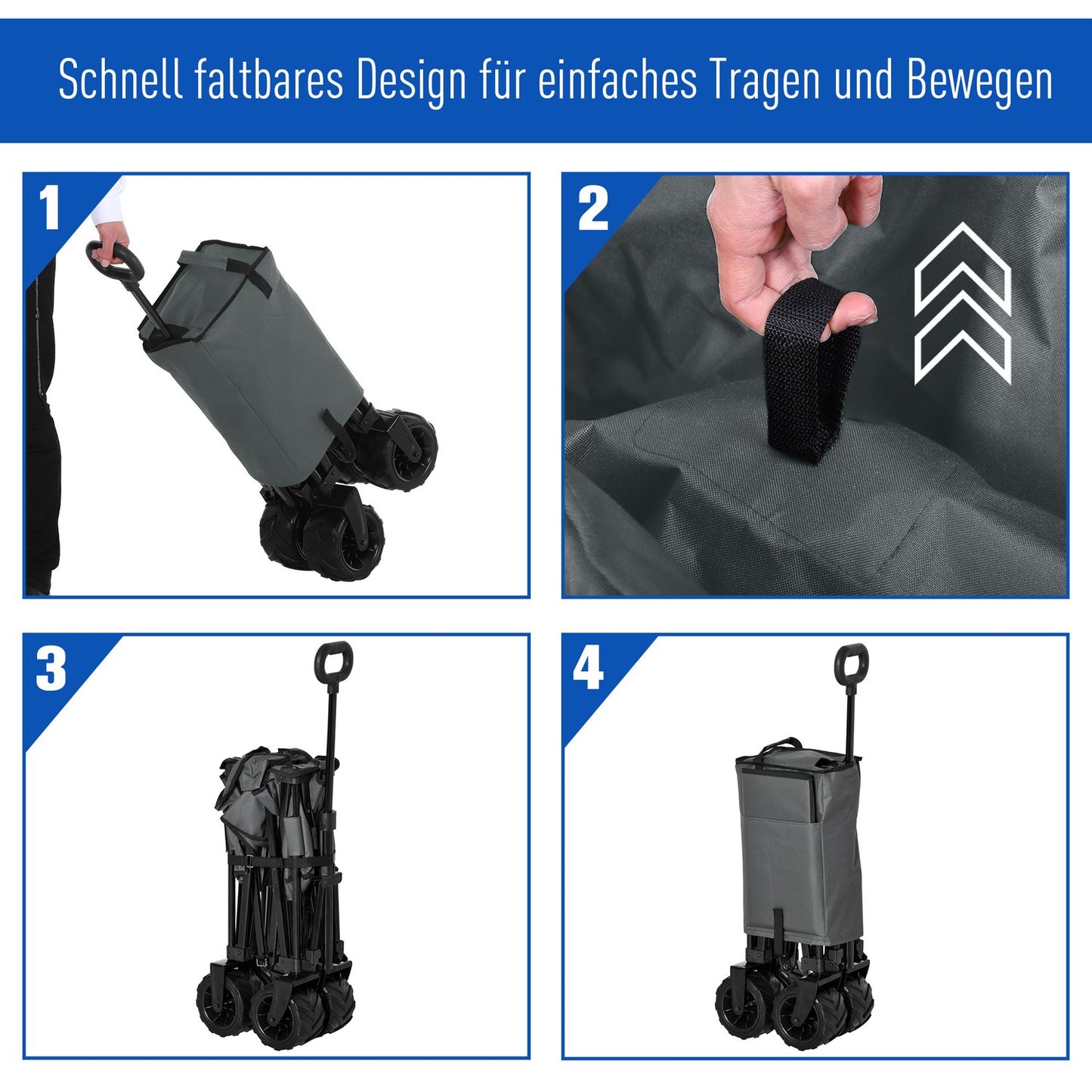 Collapsible garden cart with 360° swivel, 20 kg capacity