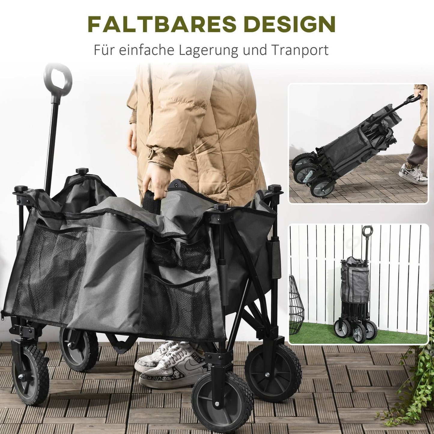 Collapsible trolley with adjustable handle, 120 kg capacity