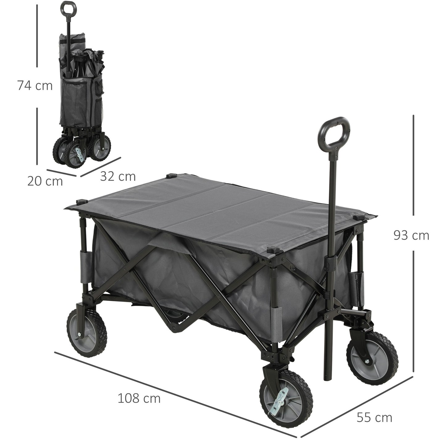 Collapsible trolley with adjustable handle, 120 kg capacity