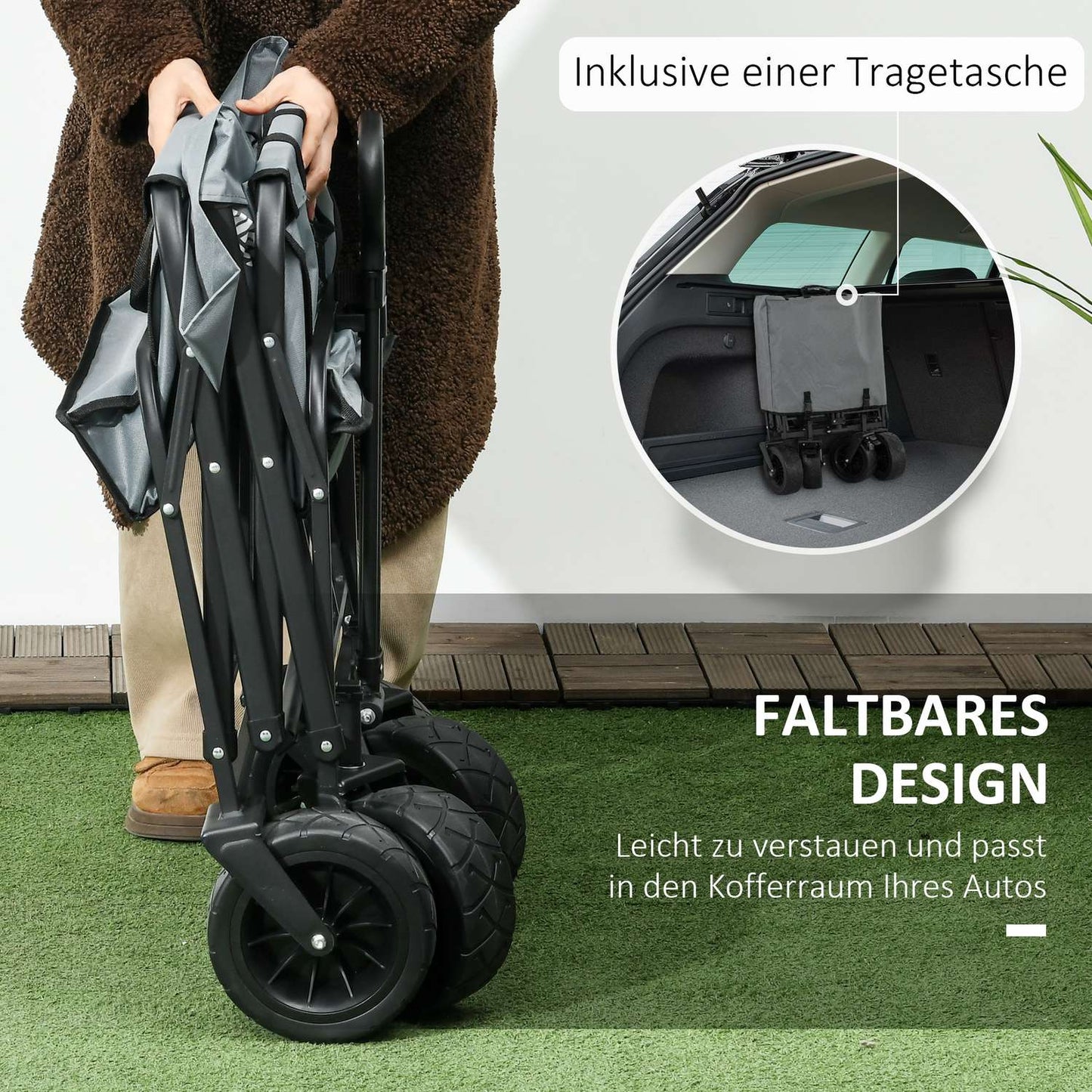 Collapsible trolley with cooler bag, 120 kg capacity