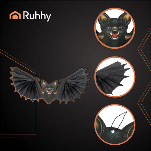 Hanging Bat Halloween Decoration, 60cm, Black