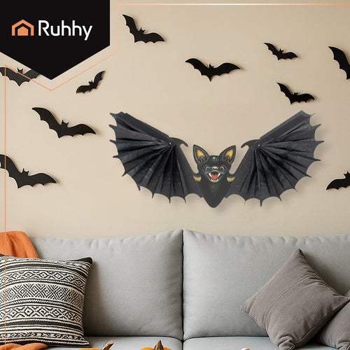 Hanging Bat Halloween Decoration, 60cm, Black