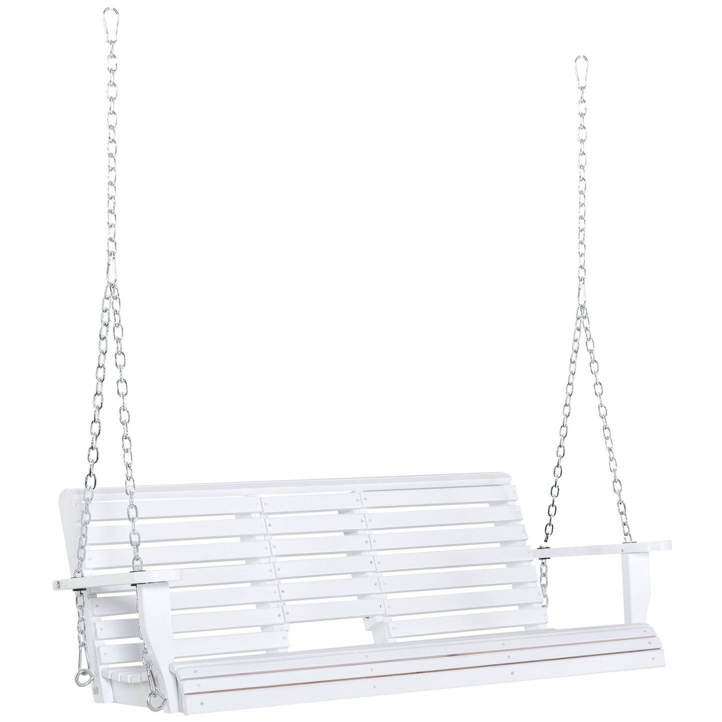 Garden swing bench with folding table, 2-3 seats, white