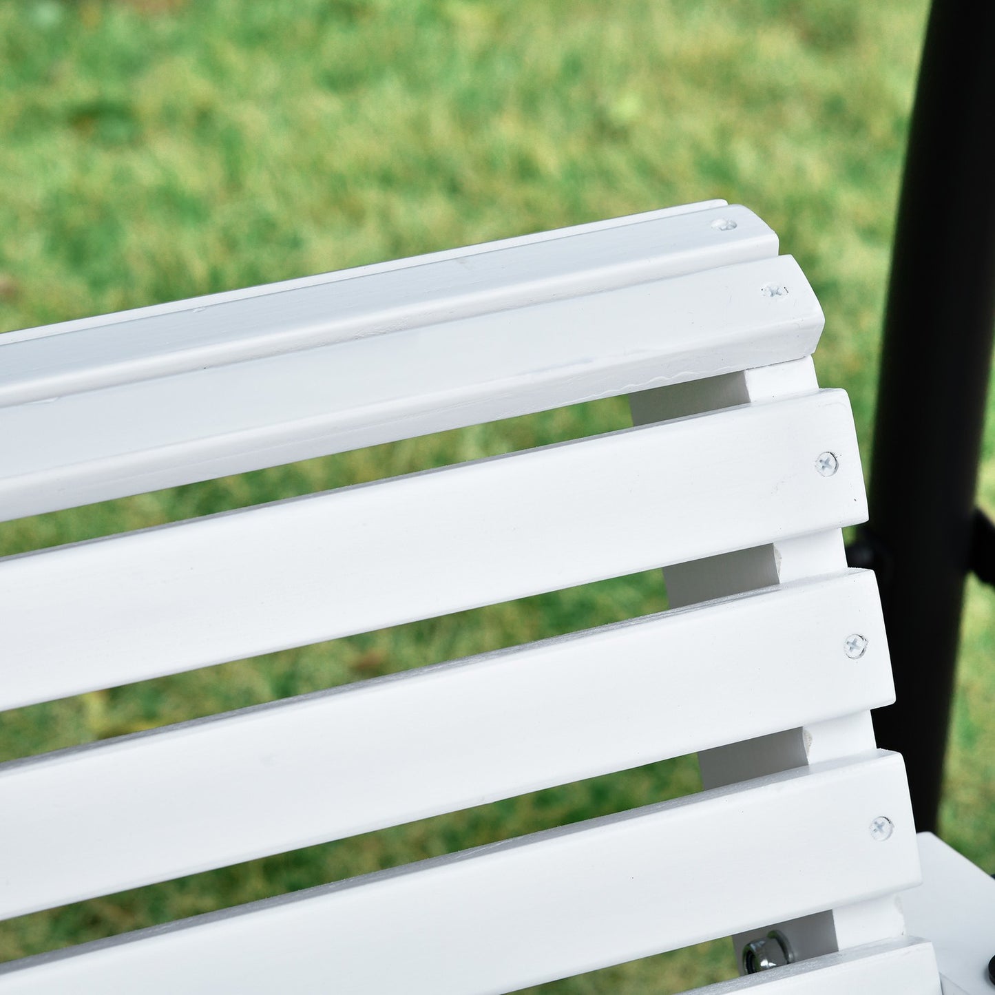 Garden swing bench with folding table, 2-3 seats, white