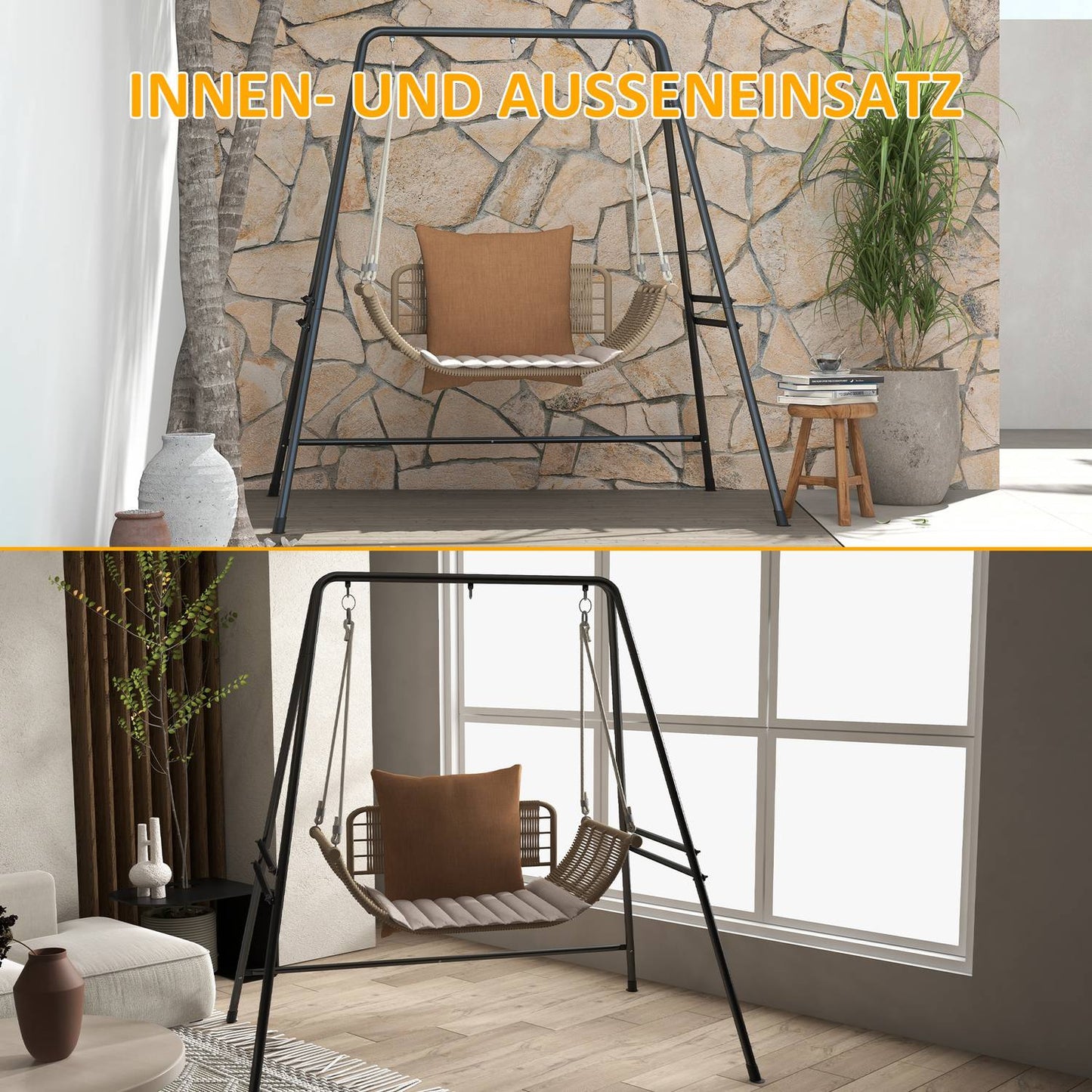 Steel for hanging chairs, 150 kg capacity, indoor/outdoor