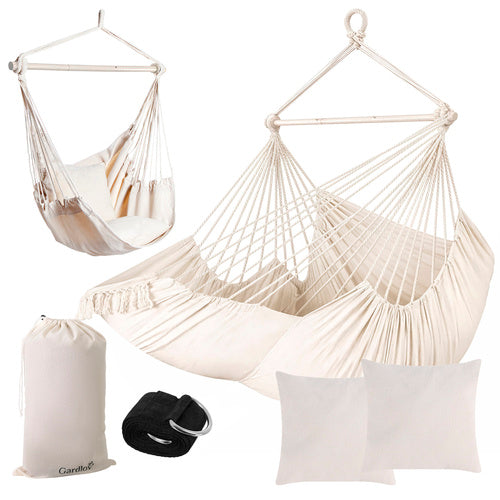 Hanging Chair with Cushions, 150kg Capacity, Beige