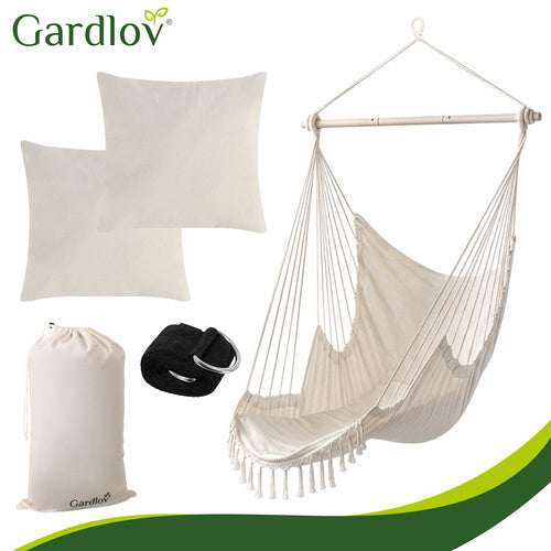Hanging Chair with Cushions, 150kg Capacity, Beige