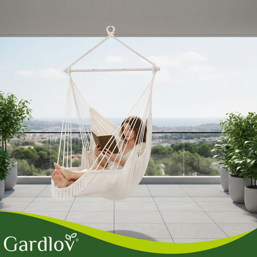 Hanging Chair with Cushions, 150kg Capacity, Beige