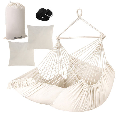 Hanging Chair with Cushions, 150kg Capacity, Beige