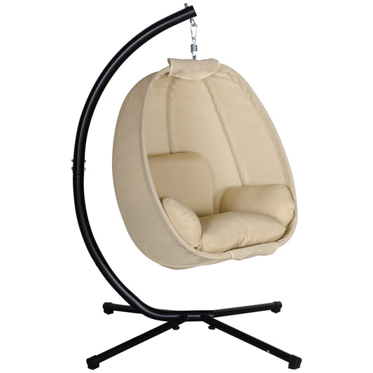 Hanging Egg Chair with Cushion, Indoor/Outdoor, Khaki