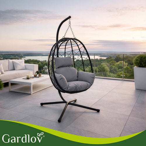 Hanging Garden Swing Chair with Waterproof Cushions, 150kg Capacity