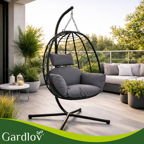 Hanging Garden Swing Chair with Waterproof Cushions, 150kg Capacity