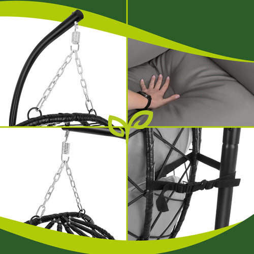 Hanging Garden Swing Chair with Waterproof Cushions, 150kg Capacity