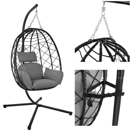 Hanging Garden Swing Chair with Waterproof Cushions, 150kg Capacity