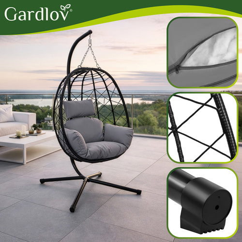 Hanging Garden Swing Chair with Waterproof Cushions, 150kg Capacity